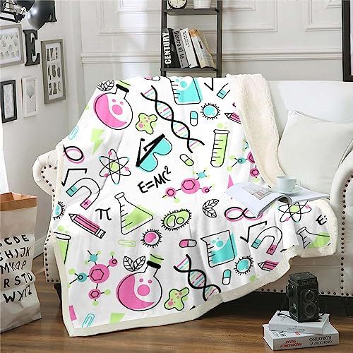 Homewish Coperta a tema scientifico per ragazzi e ragazze, coperta con equazione matematica per ragazzi e bambini, scuola, educativo, dormitorio, camera da letto, decorazione, scienza, formula in