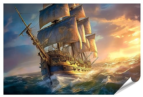 islandburner XXL Bild Poster Historisches Segelschiff See Premium Bilder Fotodruck JEMD-PGR