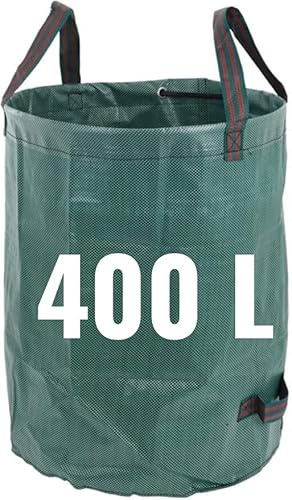 Kraftiga trädgårdsavfallspåsar från XOLY – 400 liter – industriellt tyg och handtag – duschsäker – grön/trädgårdsavfallssäckar, återanvändbara