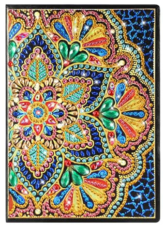 MWOOT Mandala Diamant Peinture A5 Carnet,DIY Diamond Pasted Painting Notebook Kit,5D Strass Rhinestone Diamond Art Bricolage Journal pour Fournitures Scolaires Bureau des Étudiants(50 Feuilles)
