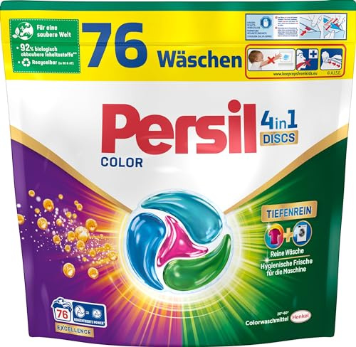 Persil Color 4 in 1 DISCS 76 lavaggi, detersivo con tecnologia puramente profonda, detersivo per colori per bucato puro e freschezza igienica per la macchina