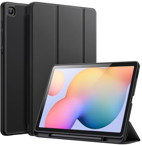 JETech Hülle für Samsung Galaxy Tab S6 Lite 10,4 Zoll 2024/2022/2020 mit S Pen Halter, Dünn Tablet Schutzhülle mit Weicher TPU Rückseite, Auto Wachen/Schlafen (Schwarz)