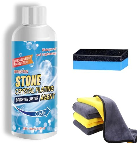 Stone Crystal Plating Agent, Steinfleckenentferner Stone, Stone Stain Remover Cleaner 100ml, Küche Quarz Fliesen Arbeitsplatte, Stain Remover Cleaner für Verschiedene Fliesen (1 Stück)