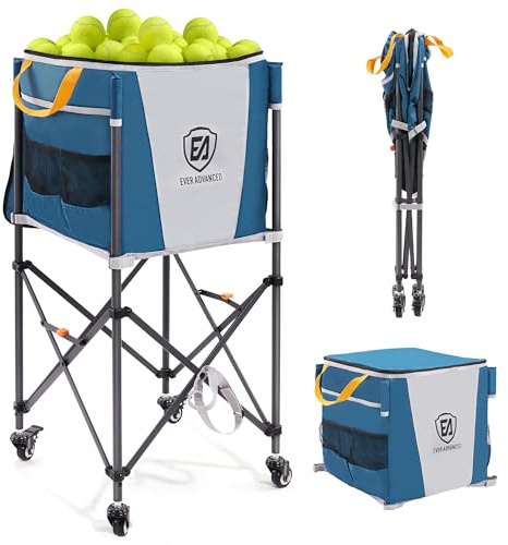 EVER ADVANCED Panier de Pickleball Pliable avec Roues d'une capacité de 150 cm, Panier de Pickleball Pliable avec roulettes, Organiseur d'équipements Sportifs pour entraînement/Pratique de Baseball