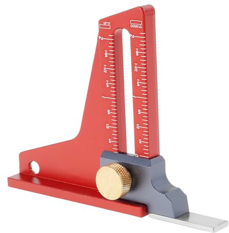 Höhenmessgerät für Holzbearbeitung – Präzisions-CNC-gefrästes Tiefenmesswerkzeug, Doppelskala, Aluminiumlegierung, Höhenmesser für Tischsäge/Oberfräse/Bohrmaschine (0–5,1 cm),