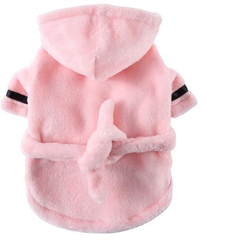 PJDDP Hundebademantel, Hunde-Trockenmantel, Schnell Trocknender Hundemantel, Super Saugfähiger Haustier-Bademantel, Bademantel Für Hunde Und Katzen,Rosa,L