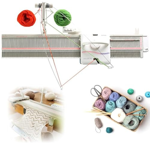 Máquina para hacer suéteres, minimáquina de tejer doméstica de plástico liviana de 150 puntadas con accesorios LK150 de 6,5 mm para la mayoría de los hilos para tejer a mano