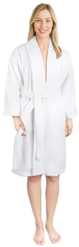 Hammetex Damen Bademantel 100% Baumwolle – 380 g/m² Weicher Frottee Bademantel mit Taschen für Zuhause & Sauna – Saugfähig & Hautfreundlich