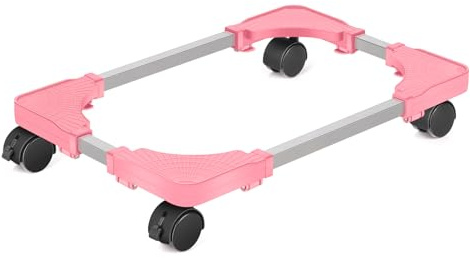 Liitrton Mobile CPU Tower Stand with Ventilation, 4 Locking Casters, Multiple Colors, Fits Most Under Desk Stands for Office Gamers (Pink)