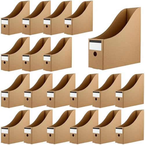 JOIKIT 20 PCS A4 Kraft Magazine Files, 26 x 9 x 27cm Brown Cardboard File Holder Rack for Office, Home