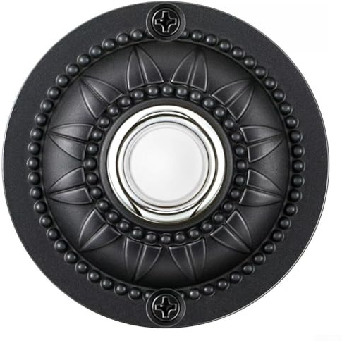 Vootnifig Front Door Bell Push Button Waterproof Iron Round Replacement with LED Light Classic Wall-Mounted Design Black 2 Inches