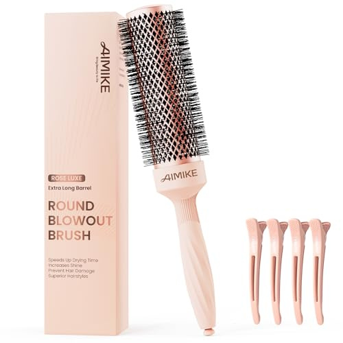 AIMIKE Extra lange rundbürste zum föhnen, Haarbürste Rund mit Ionische Borsten, Rundbürste Friseur Große zum Föhnen und Stylen von voluminösem, dickem, langem Haar, 43mm