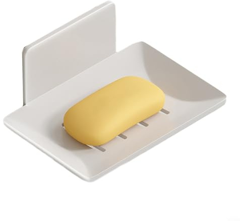 Jotekonoby Seifenschale aus Aluminiumlegierung, Wandmontage, Schwammhalter, Badezimmer-Regal mit Drainage, selbstklebende Installation für Dusche, Küche, WC (weiß)