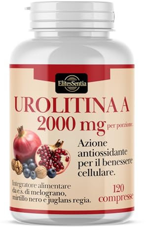 ElitesSentia Urolitina A Integratore: 120 Compresse Per Due Mesi Di Scorta -2000 mg Con Estratto Di Melograno, Juglans Regia (Noci), Mirtillo Nero.
