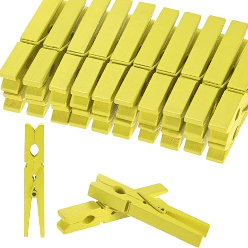 M METERXITY 30-Pack Colored Clothespins Wooden, 2.8 Inch/72mm Colorful Clothes Pins for Hanging Clothing/Crafts/Pictures, Wooden Clothespins [Yellow]