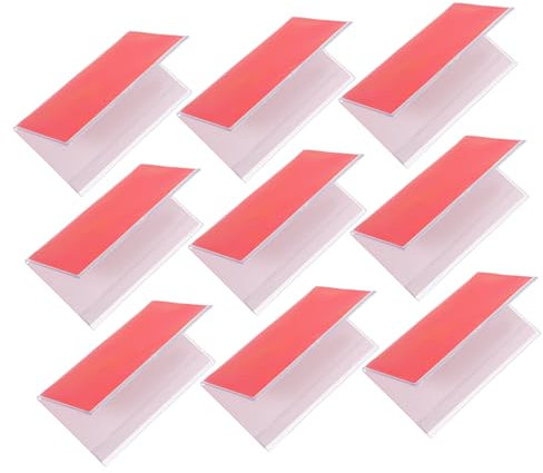 YOSADIER Porte-noms Identification Facile Triangulaires Lot de 10 en Plastique Rouge, Double Face et Usage Solide pour Bureau et Conférence