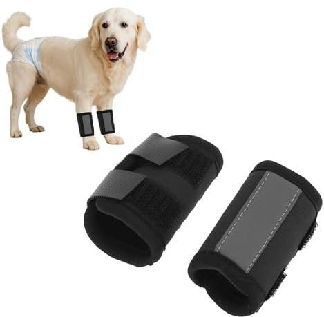 CAPASTEC 1 Par De Fundas Protectoras para Patas Delanteras De Perros con Banda Reflectante Soporte para Articulaciones De Patas Delanteras Protección De Rodillas Negro Pequeño 4.7inx2.5in