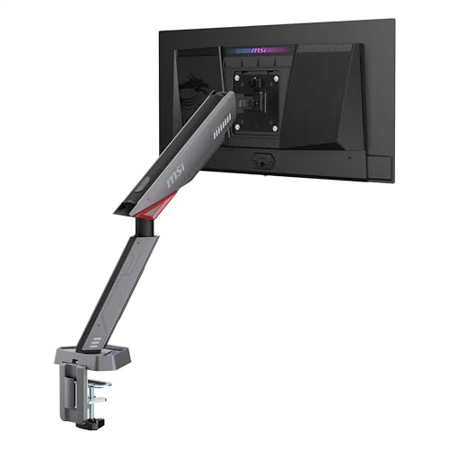 MSI MPG MT161R - Braccio di supporto per monitor singolo RGB premium, supporta schermi da 17-45 e 16 kg, compatibile VESA, supporto regolabile a molla, morsetto e passacavo, piastra a sgancio rapido