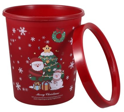 Toyvian Basura Redonda de Navidad Contenedor de Plástico para Baño y Cocina Papelera Compacta y Fácil de Limpiar para Oficina y Hogar Decoración Festiva Estilo