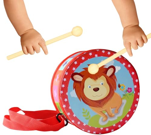 Spielzeug Trommeln Set | Pädagogisches Musikinstrument, Trommelspielzeug mit verstellbarem 5,9 Zoll Holzgurt | Für 2-5 Jahre Junge Mädchen Schüler Geburtstag Zuhause Schule Mate