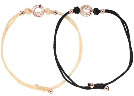 Hemobllo Bracelet Couple Qui Vibre Ajustable en Alliage et Corde, Bracelet Connecté pour Relation à Distance Technologie de Détection Tactile, pour Moments Romantiques