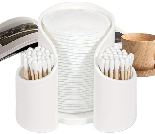 Qtip Support de bureau – Distributeur de mallette de rangement flexible pour tampons de coton, tasses, articles de fil dentaire | Solution de rangement pour la beauté de la salle de bain