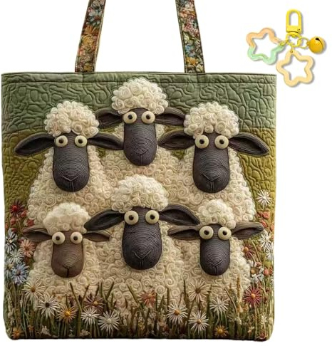 Borsa Tote Con Motivo Pecora, Borsa Fatta a Mano Nel - Bassotto, Borsas for Pecora, Con Tasche E Apertura Con Cerniera, For Donne Amanti Degli Animali, for Lo Shopping E Vita(A,43 * 10 * 40cm)