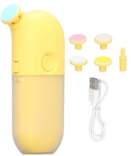 Lima de uñas eléctrica para bebé, 6000RPM, velocidad de ajuste de poco ruido, evita resbalones, amoladora para el cuidado de las uñas con 6 cabezales