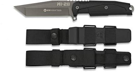 Cuchillo K25 Supervivencia MI 28 Hoja 23,5 para Caza, Pesca, Camping, Outdoor, Supervivencia y Bushcraft K25 32391 + Portabotellas de regalo