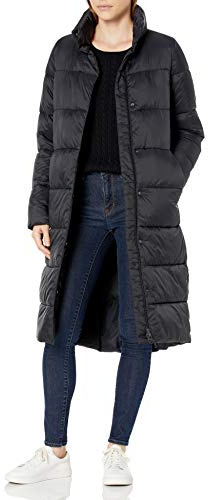 Amazon Essentials Abrigo Acolchado Largo Tipo Capullo, Ligero, con Cremallera Completa e Impermeable Mujer, Negro, XL