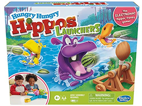 Hasbro Gaming E9707802 Hungry Hippos Launcher Kinder ab 4 Jahren, Elektronisches Vorschulspiel für 2-4 Spieler, Multi