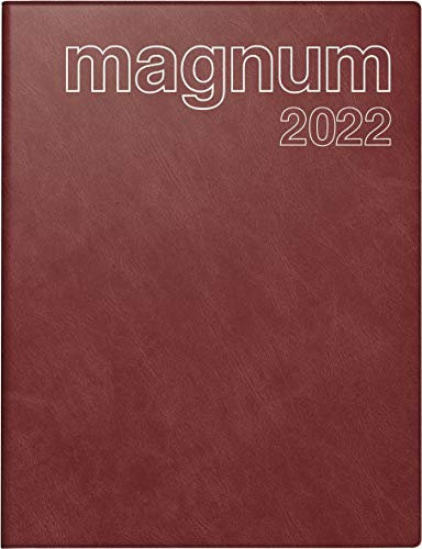 rido/idé 7027042292 Buchkalender magnum, 2 Seiten = 1 Woche, 183 x 240 mm, Schaumfolien-Einband Catana weinrot, Kalendarium 2022