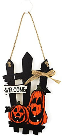 Alnicov Happy Halloween spaventoso zucca benvenuto segno porta d'ingresso decorazione in legno appeso cartello decorazioni esterne