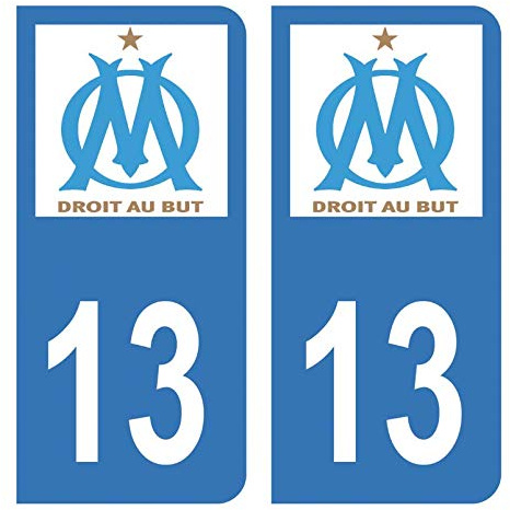 Autocollant Stickers plaque immatriculation voiture auto 13 Club OM Olympique de Marseille Foot Bleu
