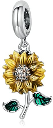 luvhaha You are My Sunshine solros berlocker för kvinna 925 sterling silver blomma dingla hänge pärla smycken gåvor för kvinnor armband & halsband & armband