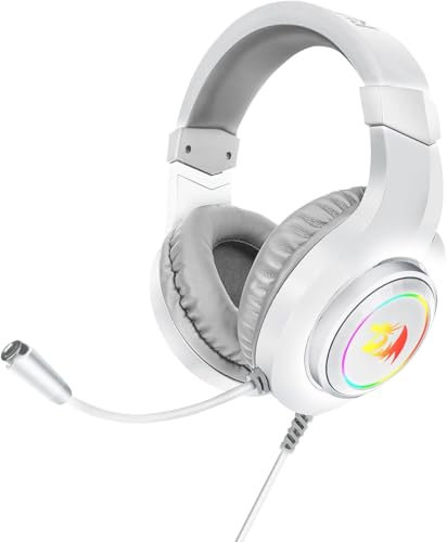 Redragon H260 Hylas RGB White, Auriculares Gaming con Micrófono, Almohadillas Circumaurales, Compatibles con PC Portátil Xbox One PS4 PS5.