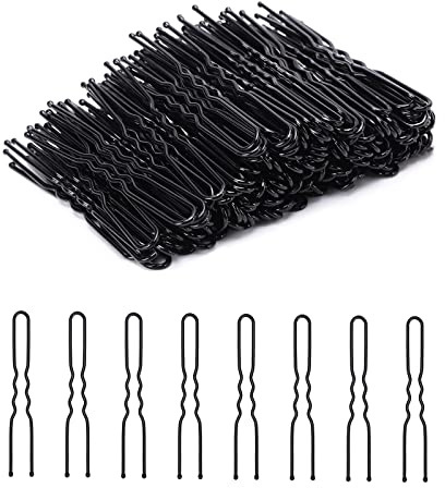 Cehony U-shaped Hair Pins, 200 Count for Women Lady Girls Bobby Pins French Historical Hair Pin Hair Styling Pins Hair Accessories (Black, 2.4 Inch)