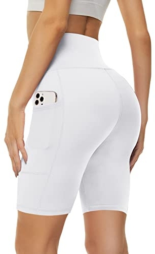 Missluck Radlerhose Damen mit Taschen Kurze Sporthose Hohe Taille Leggings