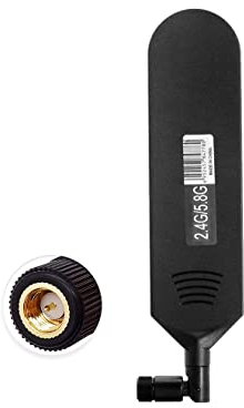 Vecys Antenne Bi-Bande WiFi 2.4GHz 5.8GHz Omnidirectionnelle 18dBi à Haut Gain pour Bâton de Colle - SMA - Noir, 1PCS