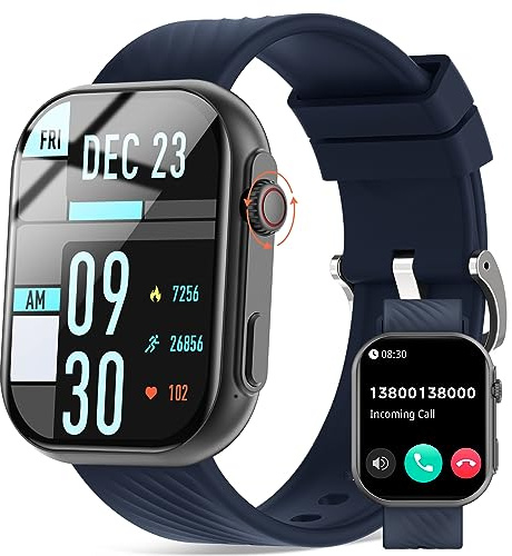 AVUMDA ZL80-L Smart herrklocka med telefonfunktion, 2,01 tum, blodtrycksmätare, pulsmätare, stegräknare, 123 sportlägen, sportklocka, IP68, för