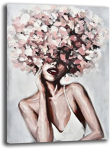 Printerland Quadro Soggiorno Moderno Astratto Donna con Fiori Quadri moderni di tela da Parete XXL grande Stampa su tela canvas Camera da letto Decorazione Murale muro Arredo Cucina (30x40 cm, 2)