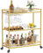 Lifewit Chariot à Roulettes, Desserte de Bar à 3 Niveaux sur Roues Verrouillables, Desserte Cuisine avec 12 Porte-verres et 4 Porte-Vin, Chariot à Alcool pour Salle à Manger, 80.2 x 33.2 x 86 cm, Doré