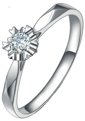 ANAZOZ Eheringe 950 Platin, Solitärringe für Damen Trauringe mit Labor Diamant 0,1 Karat größe 58 (18.5)