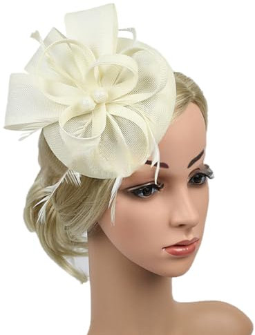 Fascinator Hut Damen Leinen Pillbox Hut Feder Blume Stirnband Haar Clip Vintage Haarschmuck Cocktail Tea Party Kirche Kopfschmuck Hochzeit Braut Headwear Cosplay Karneval Festival Haar Accessoires