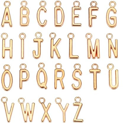 sourcing map Legierung Metall Buchstaben Anhänger A-Z Alphabet Perle für DIY Handwerk Armbänder Halskette Armband Personalisierter Schmuckherstellung (Dunkelgold, 4 Sets/104 Stück)