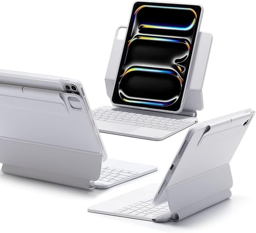 ESR iPad Pro 11 Inch (M5/M4, 2025/2024) Case with Keyboard, Pro 11(5th Gen) Keyboard Case with Easy-Set Magnetic Stand, Portrait/Landscape Modes, Removable Protective Case, Rebound 360 Series, White