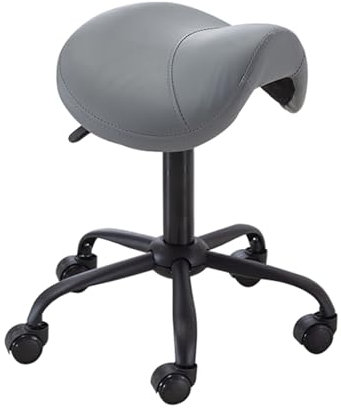 Sattelhocker, ergonomischer Sattelstuhl, rollender Sattelhocker mit Rollen, Verstellbarer hydraulischer Hocker mit Rollen, geeignet für Büros, Make-up-Studios (Farbe: Grau)