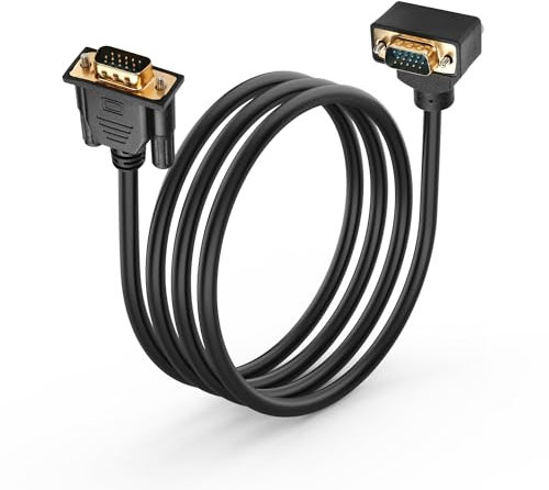 PNGKNYOCN Cavo VGA a 90 gradi, 1,5 M 1080P Full HD ad angolo retto verso l'alto piegato VGA maschio a maschio diritto Cavo adattatore video per monitor di computer proiettore e altro ancora (1.5M)