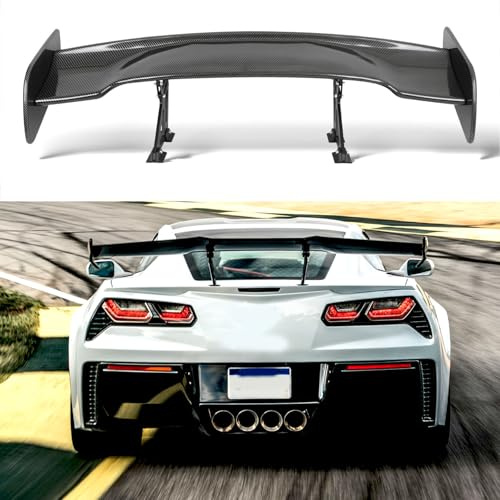 JMTBNO 57 Inch Rear Spoiler GT Style Carbon Fiber,Universal Car Rear Trunk Spoiler Wing Spoiler Compatible with Honda Civic Chevy Corvette Mustang Camaro Nissan Ford