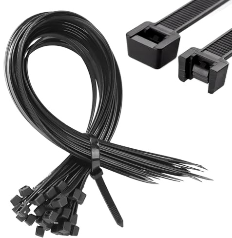 Eastrise 100 Pack Black Cable Ties Heavy Duty, 450mm x 4.8mm Long with 50LBS Ultra Strong Tensile Strength, Large UV Resistant Cable Ties Extra Long Tie Wraps for Outdoor Use